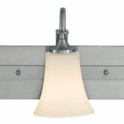 Joshua Marshal Three Light Brushed Steel Opal Etched Glass Vanity