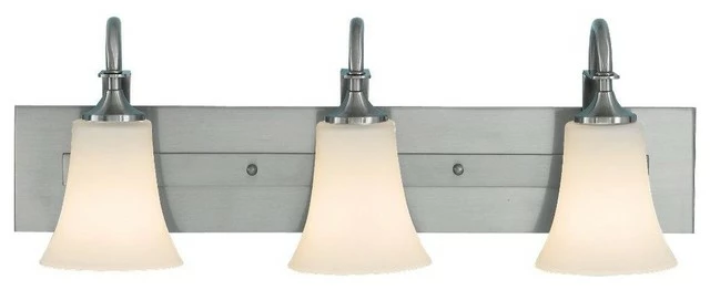 Joshua Marshal Three Light Brushed Steel Opal Etched Glass Vanity 1 Joshua Marshal Three Light Brushed Steel Opal Etched Glass Vanity